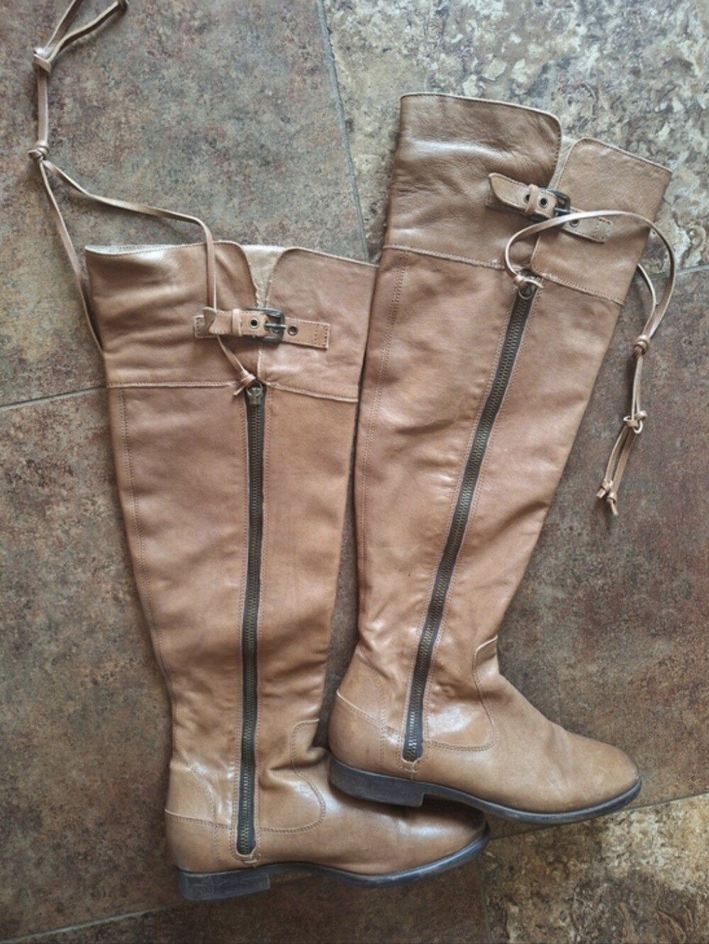 Ugg Made In Italy Tall Tan Leather Riding Boots 7.5
